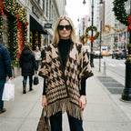 Ultra-Soft Faux Wool Poncho, Warm Open Front Shawl Wrap - Elegant Festive Christmas Present for Fall and Winter