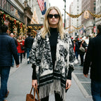 Ultra-Soft Faux Wool Poncho, Warm Open Front Shawl Wrap - Elegant Festive Christmas Present for Fall and Winter