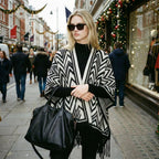 Ultra-Soft Faux Wool Poncho, Warm Open Front Shawl Wrap - Elegant Festive Christmas Present for Fall and Winter