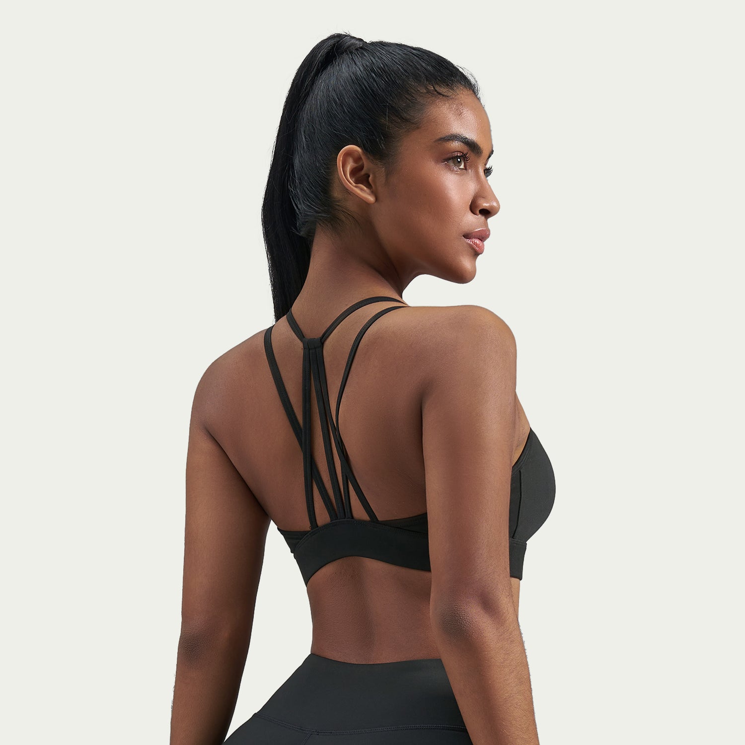 Sports Bra with Mesh Panel - Workout Crop Top