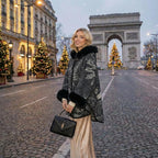 Faux Fur Poncho Cape, Cozy Shawl Collar Cold Weather Cover-Up