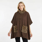 Winter Faux Fur Poncho Cape with Zippe, Heavyweight Plush Cloak Cardigan, Cozy Shawl Collar Cold Weather Cover-Up