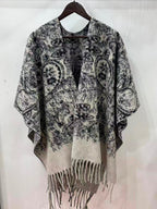 Ultra-Soft Faux Wool Poncho, Warm Open Front Shawl Wrap - Elegant Festive Christmas Present for Fall and Winter