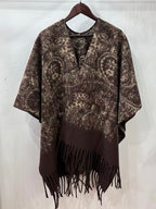Ultra-Soft Faux Wool Poncho, Warm Open Front Shawl Wrap - Elegant Festive Christmas Present for Fall and Winter