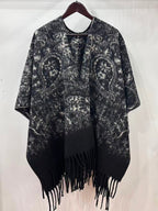 Ultra-Soft Faux Wool Poncho, Warm Open Front Shawl Wrap - Elegant Festive Christmas Present for Fall and Winter