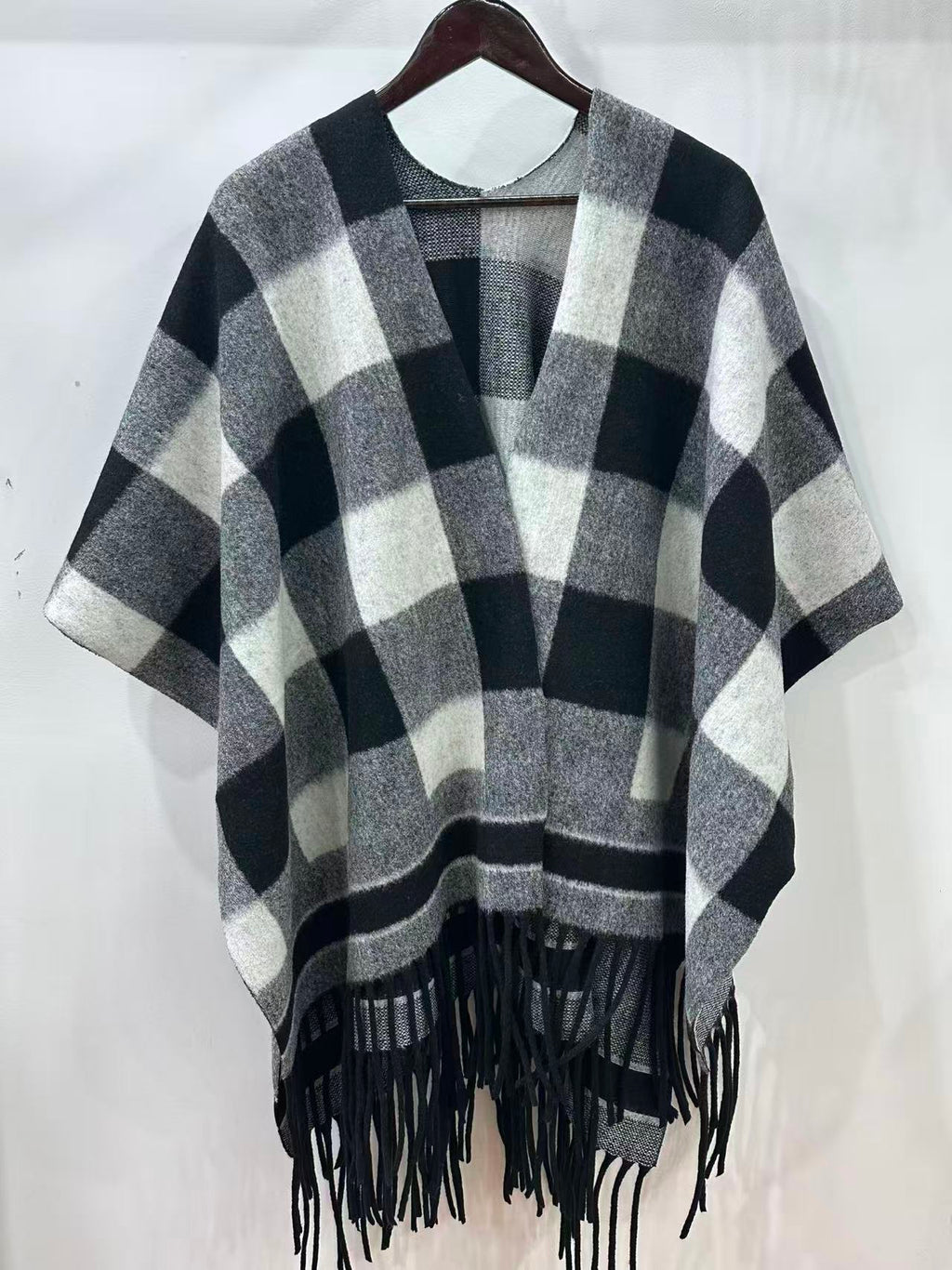 Ultra-Soft Faux Wool Poncho, Warm Open Front Shawl Wrap - Elegant Festive Christmas Present for Fall and Winter