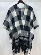 Ultra-Soft Faux Wool Poncho, Warm Open Front Shawl Wrap - Elegant Festive Christmas Present for Fall and Winter