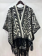 Ultra-Soft Faux Wool Poncho, Warm Open Front Shawl Wrap - Elegant Festive Christmas Present for Fall and Winter