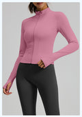 Slim Fit Stand Collar Jacket with Thumbholes