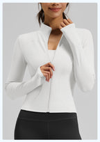 Slim Fit Stand Collar Jacket with Thumbholes