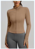 Slim Fit Stand Collar Jacket with Thumbholes