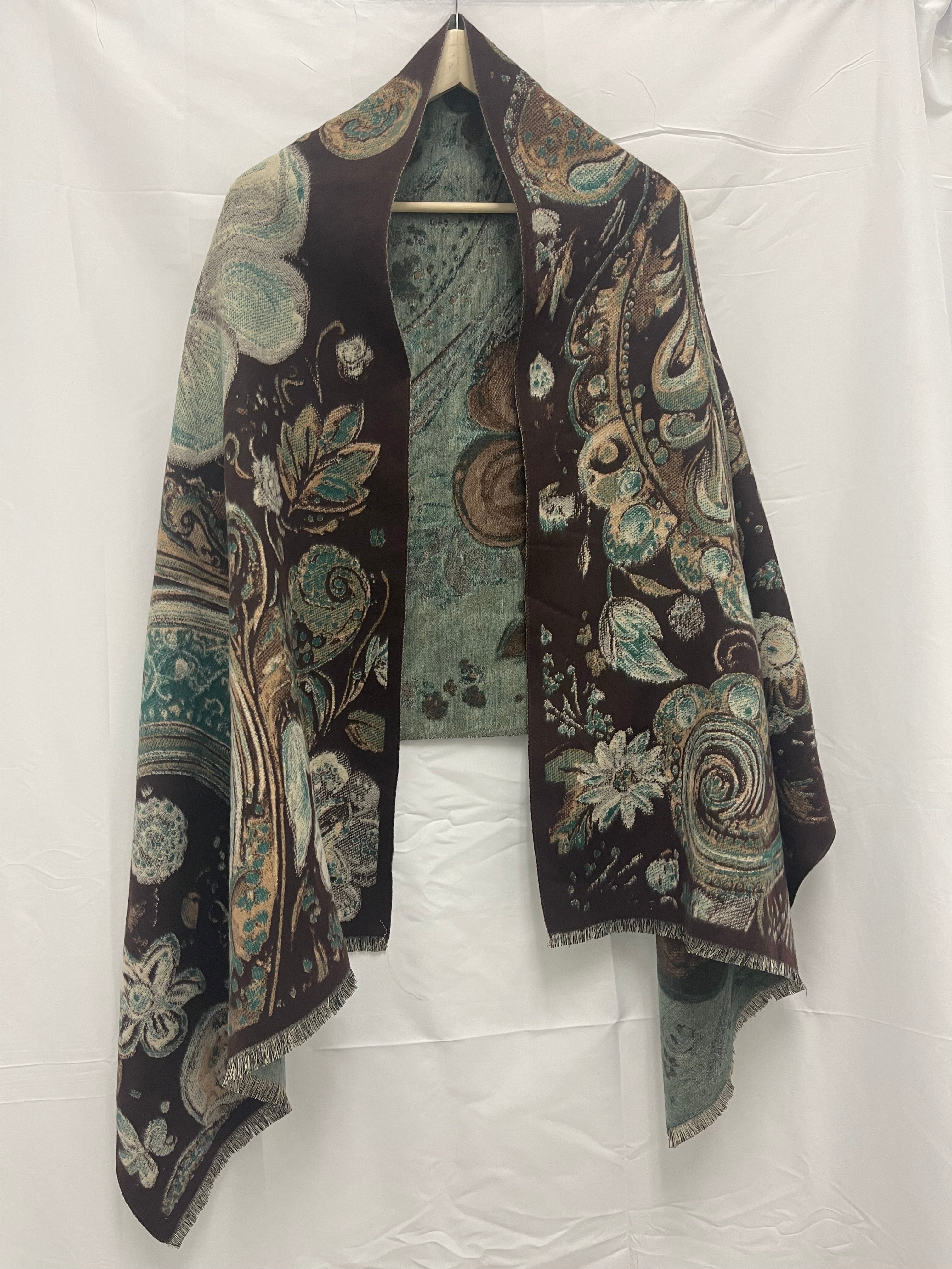 Women's Elegant Winter Shawl with Double-Sided Printed Design for Evening Dresses and Cold Weather Protection