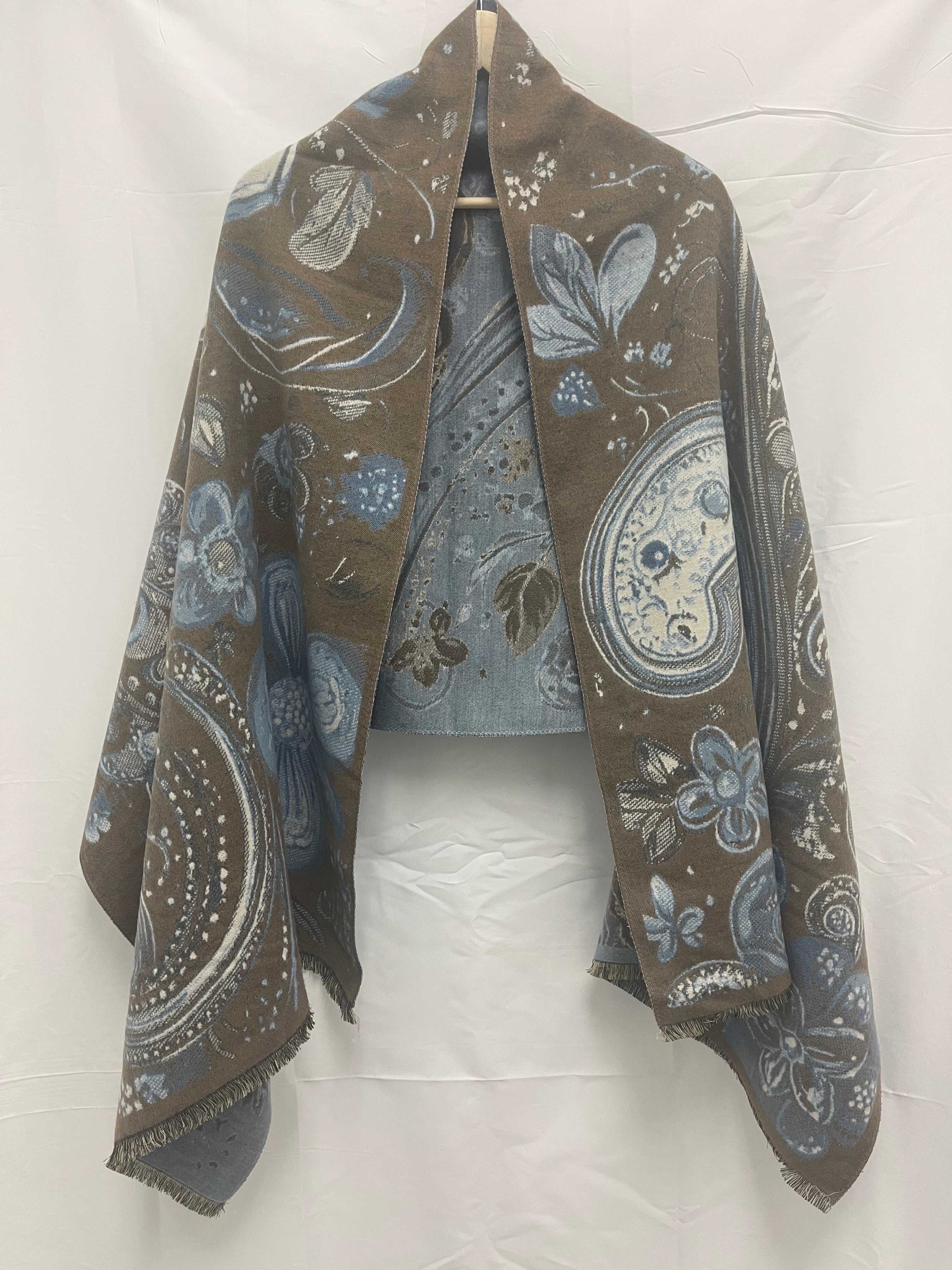Women's Elegant Winter Shawl with Double-Sided Printed Design for Evening Dresses and Cold Weather Protection