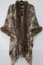 Faux Fur Poncho Cape, Cozy Shawl Collar Cold Weather Cover-Up