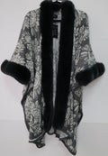 Faux Fur Poncho Cape, Cozy Shawl Collar Cold Weather Cover-Up