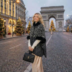 Faux Fur Poncho Cape, Cozy Shawl Collar Cold Weather Cover-Up
